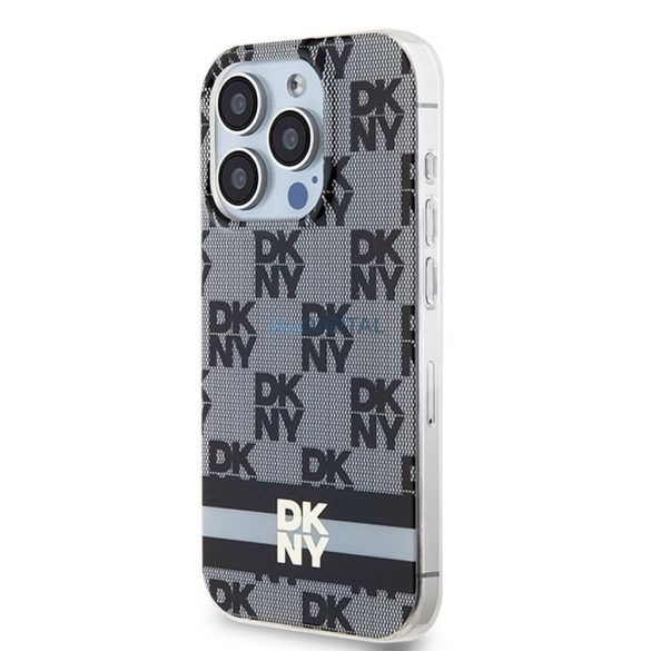 Husă DKNY pentru IPHONE 15 Pro Max compatibilă cu MagSafe DKHMP15XHCPTSK (DKNY HC MagSafe PC TPU model în carouri cu dungi imprimate) neagră
