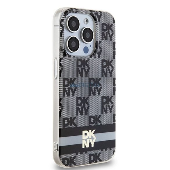 Husă DKNY pentru IPHONE 15 Pro Max compatibilă cu MagSafe DKHMP15XHCPTSK (DKNY HC MagSafe PC TPU model în carouri cu dungi imprimate) neagră
