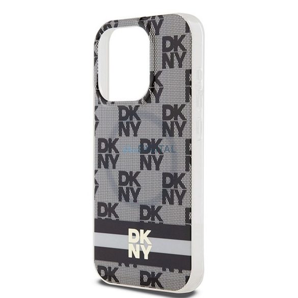 Husă DKNY pentru IPHONE 15 Pro Max compatibilă cu MagSafe DKHMP15XHCPTSK (DKNY HC MagSafe PC TPU model în carouri cu dungi imprimate) neagră