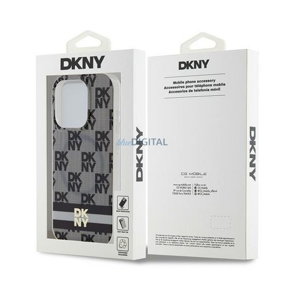 Husă DKNY pentru IPHONE 15 Pro Max compatibilă cu MagSafe DKHMP15XHCPTSK (DKNY HC MagSafe PC TPU model în carouri cu dungi imprimate) neagră