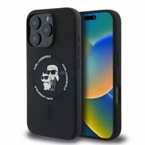 HUSĂ! - Karl Lagerfeld KLHMP16LSCMKCRHK Silicon KC Body Ring Carcasă compatibilă MagSafe pentru iPhone 16 Pro - negru