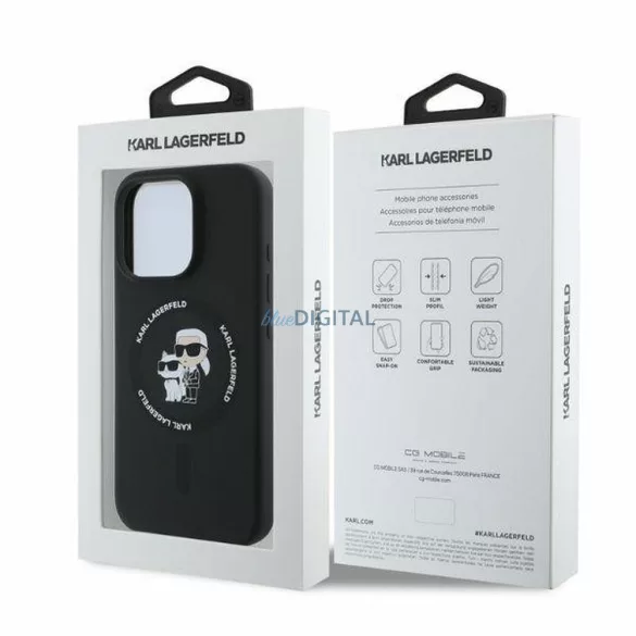 HUSĂ! - Karl Lagerfeld KLHMP16LSCMKCRHK Silicon KC Body Ring Carcasă compatibilă MagSafe pentru iPhone 16 Pro - negru