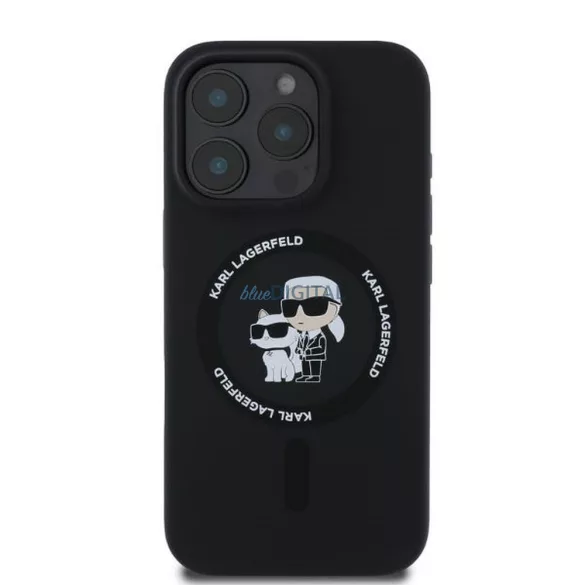 HUSĂ! - Karl Lagerfeld KLHMP16LSCMKCRHK Silicon KC Body Ring Carcasă compatibilă MagSafe pentru iPhone 16 Pro - negru