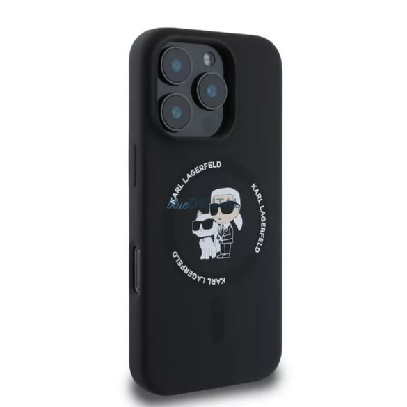 HUSĂ! - Karl Lagerfeld KLHMP16LSCMKCRHK Silicon KC Body Ring Carcasă compatibilă MagSafe pentru iPhone 16 Pro - negru