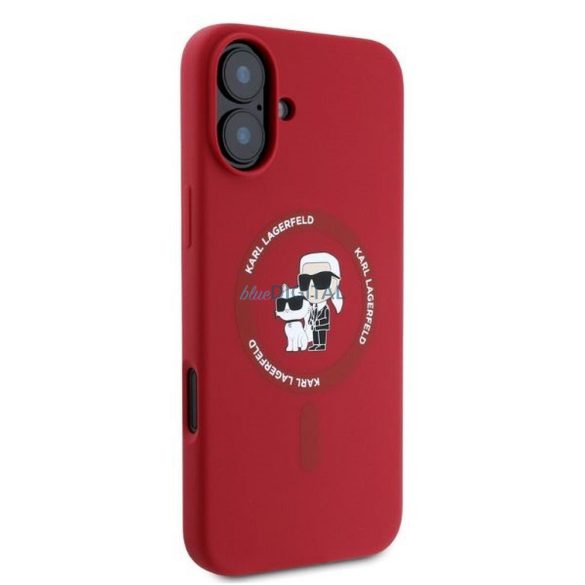 Karl Lagerfeld KLHMP16SSCMKCRHR Silicon KC Body Ring Carcasă compatibilă MagSafe pentru iPhone 16 - roșu