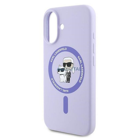 Karl Lagerfeld KLHMP16MSCMKCRHU Silicon KC Body Ring Carcasă compatibilă MagSafe pentru iPhone 16 Plus - violet