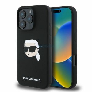 Karl Lagerfeld KLHMP16LSKHPPLK Silicon KL Head Print Carcasă compatibilă MagSafe pentru iPhone 16 Pro - negru