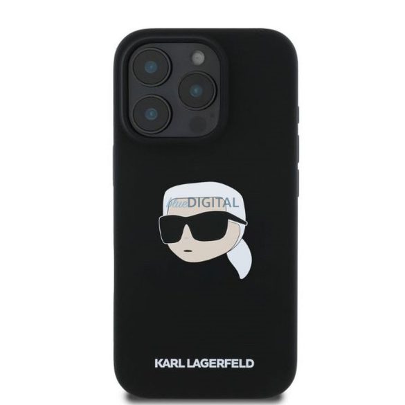 Karl Lagerfeld KLHMP16LSKHPPLK Silicon KL Head Print Carcasă compatibilă MagSafe pentru iPhone 16 Pro - negru