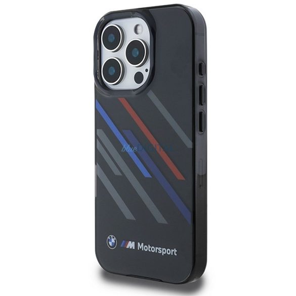 Carcasă BMW BMHCP16L23HTRAK Motorsport IML Random Stripes pentru iPhone 16 Pro - negru