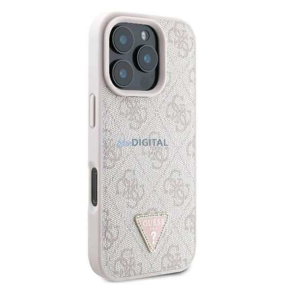 Guess GUHCP16LP4TDPP Geantă din piele PU 4G Triangle Strass iPhone 16 Pro - roz