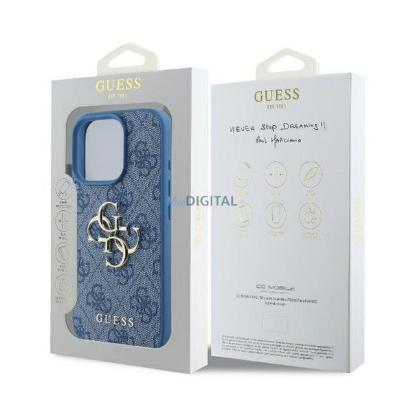 Guess GUHCP16X4GMGBL 4G PU Big Logo caz iPhone 16 Pro Max - albastru