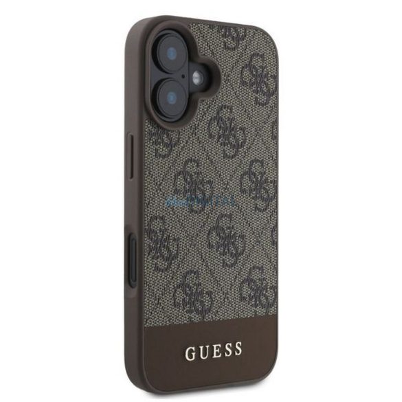 Guess GUHCP16SG4GLBR 4G Bottom Stripe carcasă pentru iPhone 16 - maro