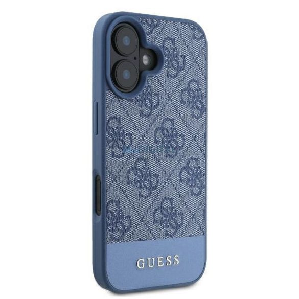 Guess GUHCP16SG4GLBL 4G PU Bottom Stripe carcasă pentru iPhone 16 - albastru