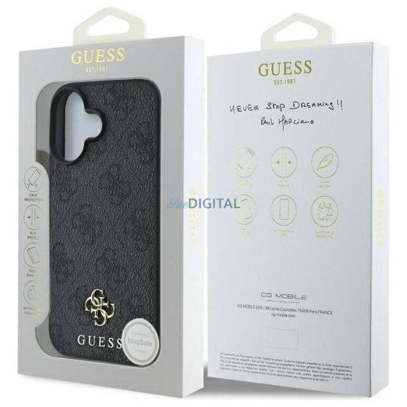 Guess GUHMP16SP4SM4MK Husă compatibilă cu MagSafe 4G Small și Classic pentru iPhone 16 - negru