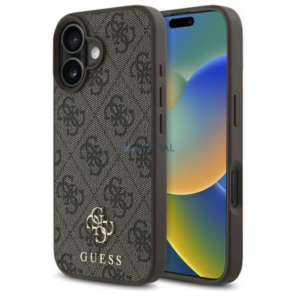 Guess GUHMP16SP4SM4MW 4G Carcasă mică și clasică compatibilă MagSafe pentru iPhone 16 - maro