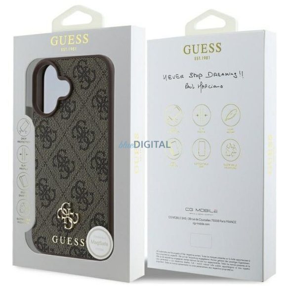 Guess GUHMP16SP4SM4MW 4G Carcasă mică și clasică compatibilă MagSafe pentru iPhone 16 - maro