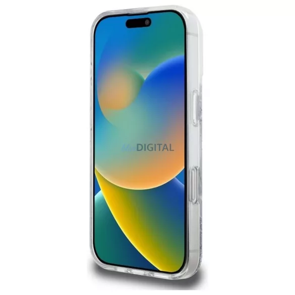 HUSĂ! - Guess GUHMP16LRGRGES Carcasă rezistentă Gradient Glitter compatibilă cu MagSafe pentru iPhone 16 Pro - argintiu