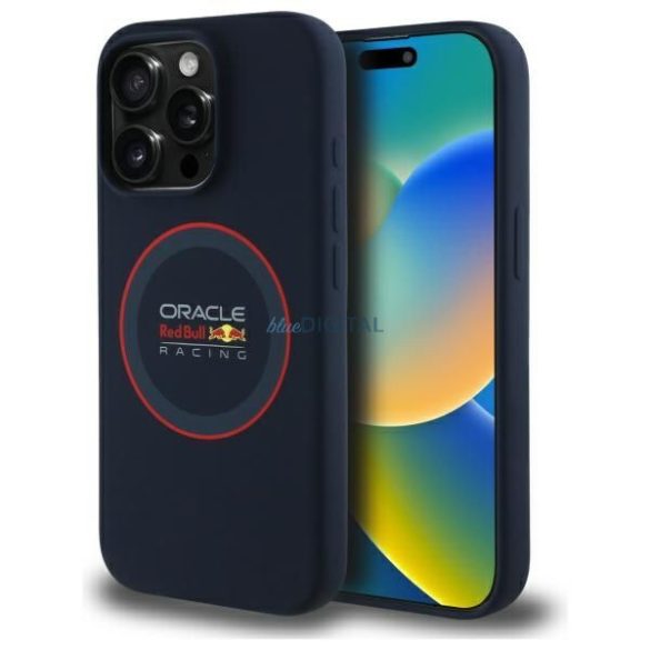 Red Bull RBHMP15L24SIILVR Silicon Red Ring MagSafe Carcasă compatibilă pentru iPhone 15 Pro - Albastru marin