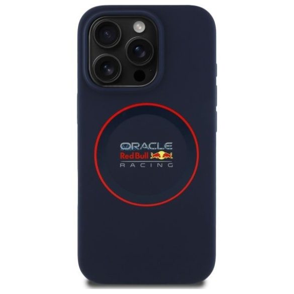 Red Bull RBHMP15L24SIILVR Silicon Red Ring MagSafe Carcasă compatibilă pentru iPhone 15 Pro - Albastru marin