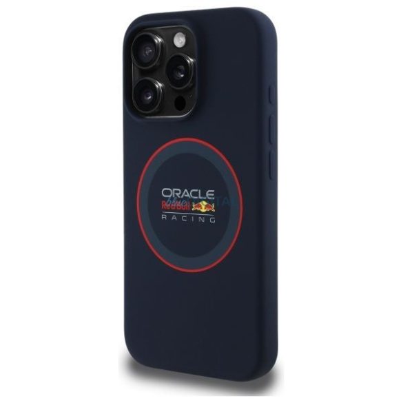 Red Bull RBHMP15L24SIILVR Silicon Red Ring MagSafe Carcasă compatibilă pentru iPhone 15 Pro - Albastru marin