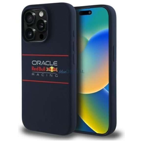 Red Bull RBHMP15L24SIHSRV Silicon orizontal centrat Logo MagSafe caz compatibil pentru iPhone 15 Pro - Navy Blue