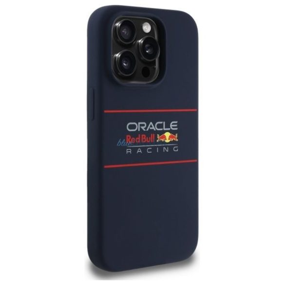 Red Bull RBHMP15L24SIHSRV Silicon orizontal centrat Logo MagSafe caz compatibil pentru iPhone 15 Pro - Navy Blue