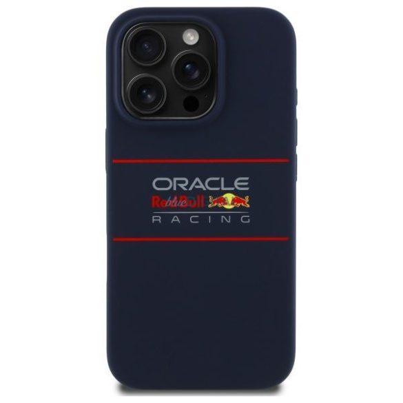 Red Bull RBHMP15L24SIHSRV Silicon orizontal centrat Logo MagSafe caz compatibil pentru iPhone 15 Pro - Navy Blue