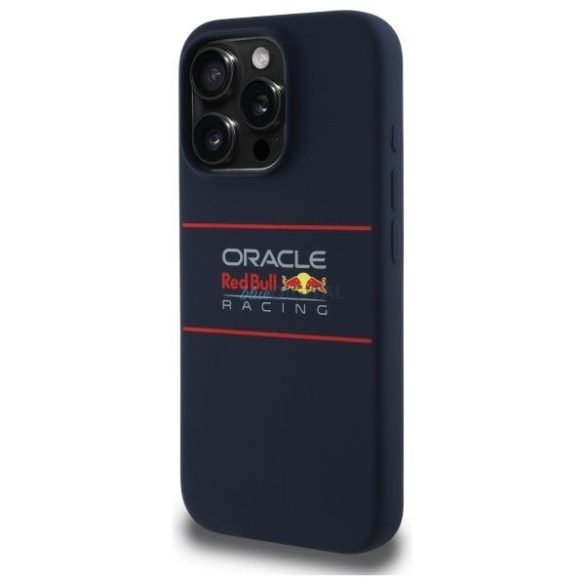Red Bull RBHMP15L24SIHSRV Silicon orizontal centrat Logo MagSafe caz compatibil pentru iPhone 15 Pro - Navy Blue