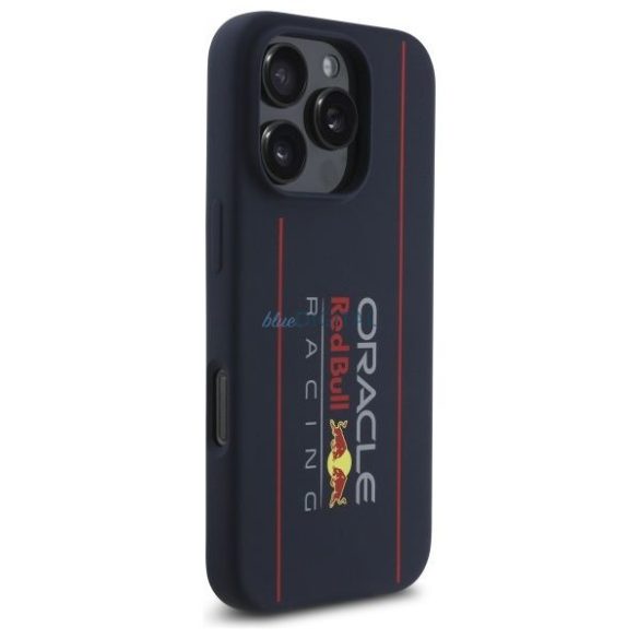 Red Bull RBHMP16L24SIOLRV Silicon Oversize Vertical Logo MagSafe Carcasă compatibilă pentru iPhone 16 Pro - Navy Blue