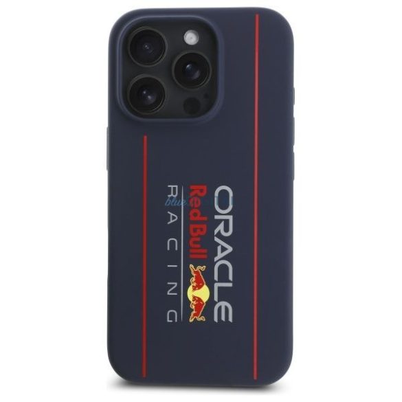 Red Bull RBHMP16L24SIOLRV Silicon Oversize Vertical Logo MagSafe Carcasă compatibilă pentru iPhone 16 Pro - Navy Blue