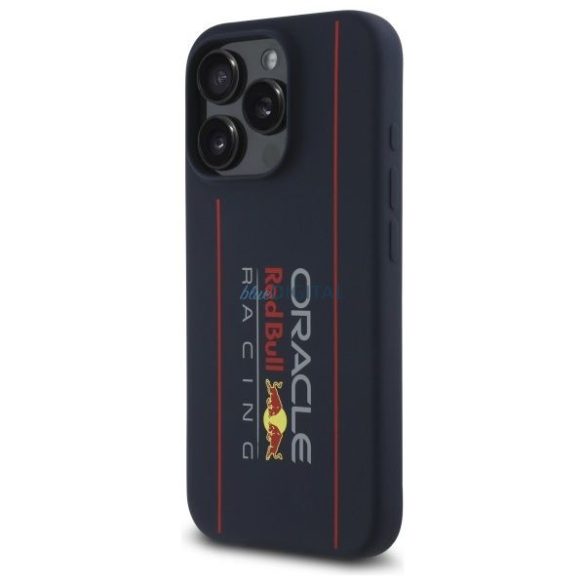 Red Bull RBHMP16L24SIOLRV Silicon Oversize Vertical Logo MagSafe Carcasă compatibilă pentru iPhone 16 Pro - Navy Blue