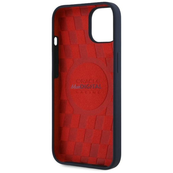 Red Bull RBHMP15S24SIOLVR Silicon ORBR20 Logo Red Lining Caz compatibil MagSafe pentru iPhone 15 - Navy Blue
