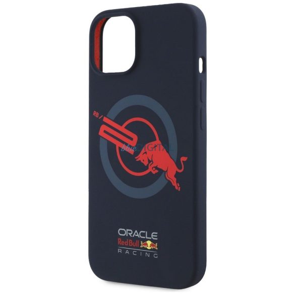 Red Bull RBHMP15X24SIOLVR Silicon ORBR20 Logo Red Lining MagSafe caz compatibil pentru iPhone 15 Pro Max - Navy Blue
