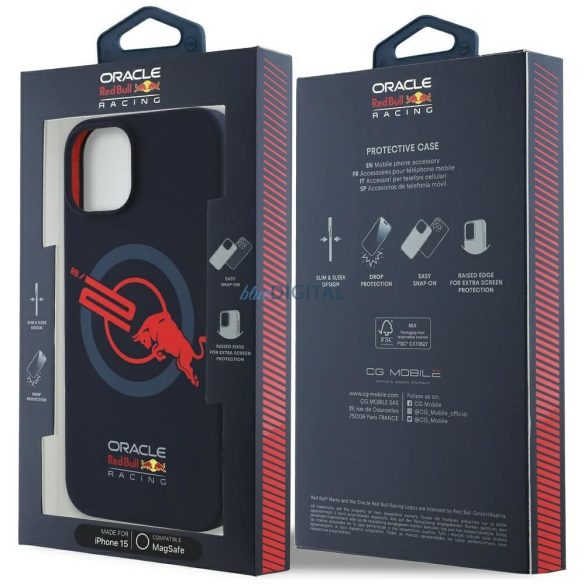 Red Bull RBHMP15X24SIOLVR Silicon ORBR20 Logo Red Lining MagSafe caz compatibil pentru iPhone 15 Pro Max - Navy Blue