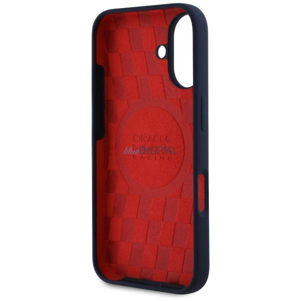 Red Bull RBHMP16S24SIOLVR Silicon ORBR20 Logo Red Lining Caz compatibil MagSafe pentru iPhone 16 - Navy Blue