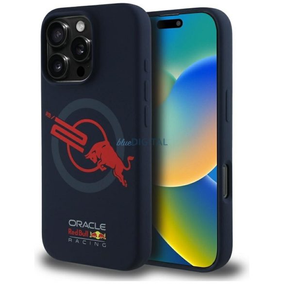 Red Bull RBHMP16X24SIOLVR Silicon ORBR20 Logo Red Lining MagSafe caz compatibil pentru iPhone 16 Pro Max - Navy Blue