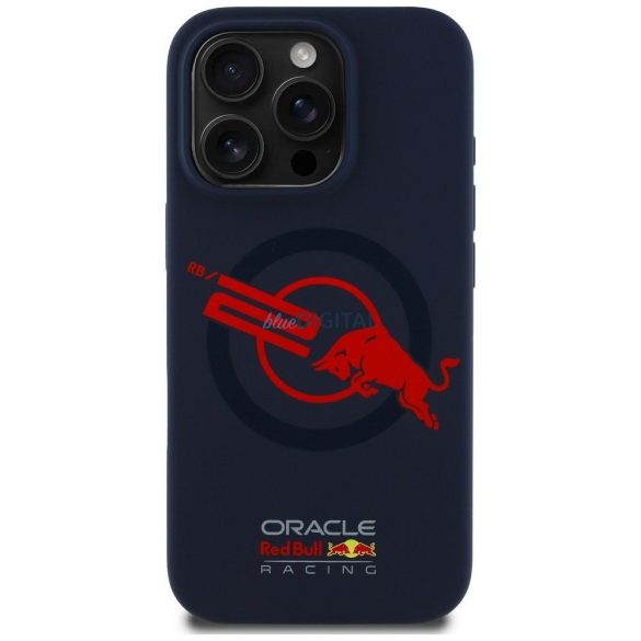 Red Bull RBHMP16X24SIOLVR Silicon ORBR20 Logo Red Lining MagSafe caz compatibil pentru iPhone 16 Pro Max - Navy Blue