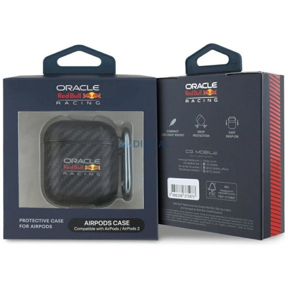 Red Bull RBA2PUCAILK PU Carbon W/ Logo caz AirPods 1/2 - negru