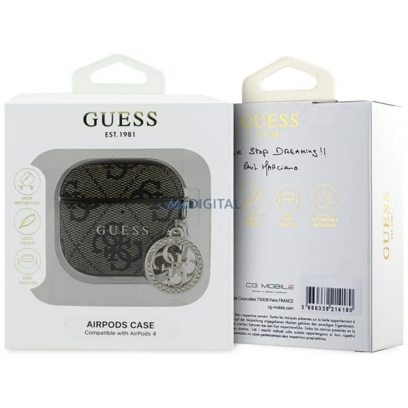 Guess GUA4P4E4CDW Strass Charm carcasă AirPods 4 - maro