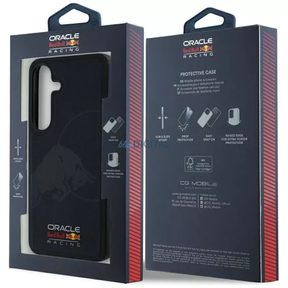 HUSĂ! - Red Bull RBHMS25S24PUBUFV Magnetic Meshed PU W / Debossed Bull MagSafe caz compatibil pentru Samsung Galaxy S25 - Navy Blue