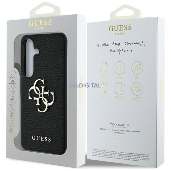 Guess GUHCS25MPGT4MBK PU Grained Big 4G and Classic Logo caz Samsung Galaxy S25 Plus - negru