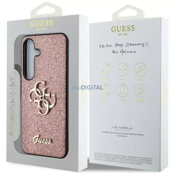 HUSĂ! - Guess GUHCS25SHG4SGP Fixed Glitter Big 4G caz Samsung Galaxy S25 - roz