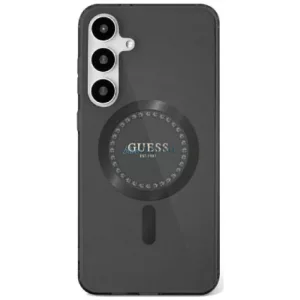 HUSĂ! - Guess GUHMS25SPFTDTEK IML Rhinestones Carcasă compatibilă cu MagSafe pentru Samsung Galaxy S25 - negru
