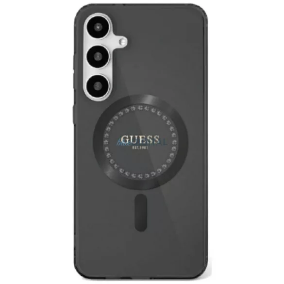 HUSĂ! - Guess GUHMS25SPFTDTEK IML Rhinestones Carcasă compatibilă cu MagSafe pentru Samsung Galaxy S25 - negru
