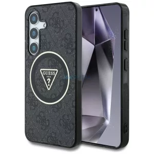 HUSĂ! - Guess GUHMS25MHG4PRTGK IML Metal Glitter 4G Circle Triangle MagSafe carcasă compatibilă pentru Samsung Galaxy S25 Plus - negru