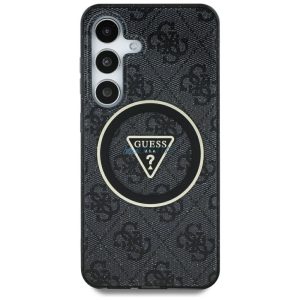Guess GUHMS25LHG4PRTGK IML Metal Glitter 4G Circle Triangle MagSafe carcasă compatibilă pentru Samsung Galaxy S25 Ultra - negru