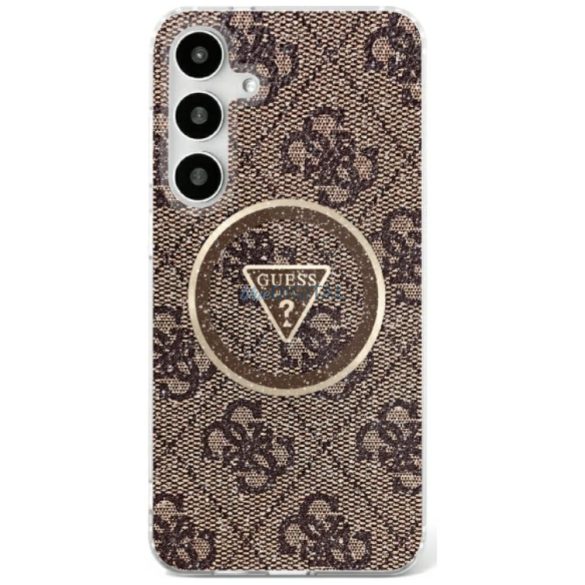 Guess GUHMS25SHG4PRTGW IML Metal Glitter 4G Circle Triangle MagSafe carcasă compatibilă pentru Samsung Galaxy S25 - maro
