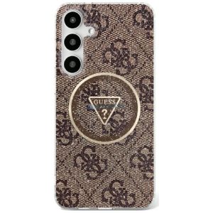 Guess GUHMS25LHG4PRTGW IML Metal Glitter 4G Circle Triangle MagSafe carcasă compatibilă pentru Samsung Galaxy S25 Ultra - maro