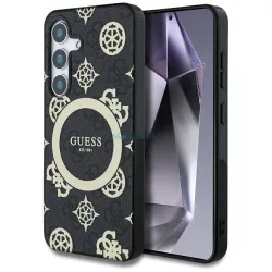   HUSĂ! - Guess GUHMS25SH4PYEEK IML Peony pe fundal 4G Husă compatibilă MagSafe pentru Samsung Galaxy S25 - negru