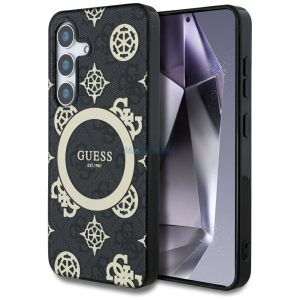 HUSĂ! - Guess GUHMS25SH4PYEEK IML Peony pe fundal 4G Husă compatibilă MagSafe pentru Samsung Galaxy S25 - negru
